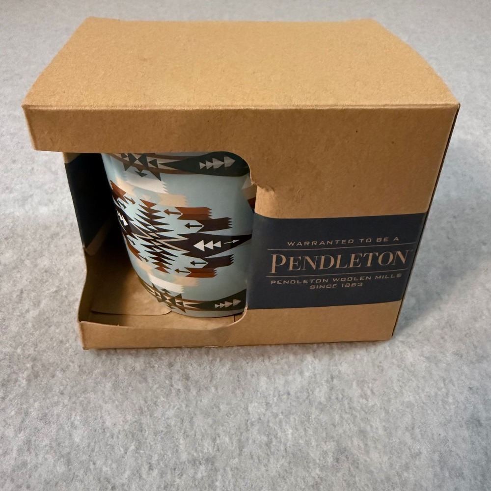 Pendleton Tucson Aqua Ceramic Mug 18oz Southwestern Geometric XC871-53538 NEW